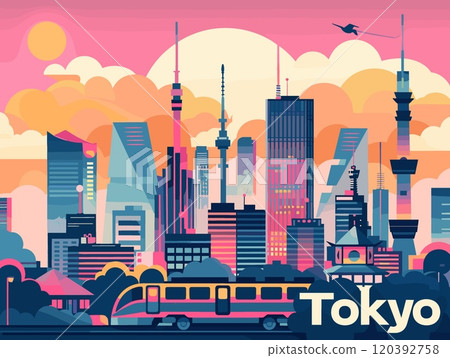 Tokyo City Beautiful Vector Illustration for Postcards, Web Sites and Your Design 120392758