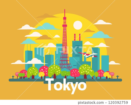 Tokyo City Beautiful Vector Illustration for Postcards, Web Sites and Your Design 120392759