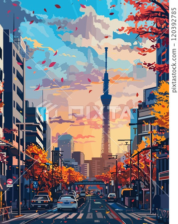 Tokyo City Beautiful Vector Illustration for Postcards, Web Sites and Your Design 120392785