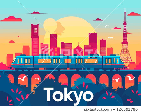 Tokyo City Beautiful Vector Illustration for Postcards, Web Sites and Your Design 120392786