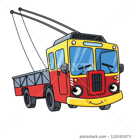 Funny freight Trolleybus with eyes Funny freight Trolleybus with eyes 120392873