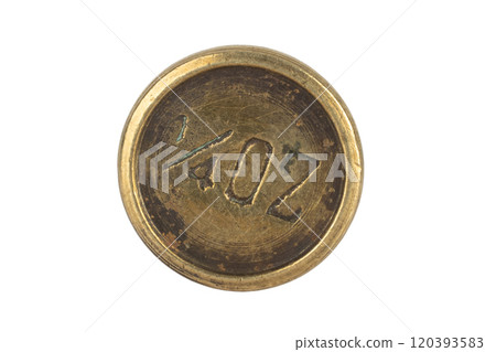 Old rusty 1/4 ounce weight for scales Old rusty 1/4 ounce weight for scales 120393583