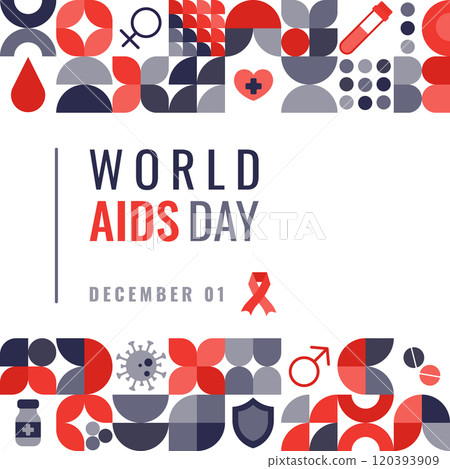 World AIDS Day square geometric style design World AIDS Day square geometric style design 120393909