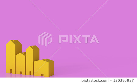The yellow house on pink background  for property or building concept 3d rendering. 120393957