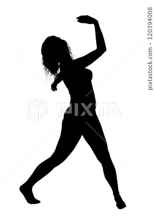A graceful silhouette of a woman dancing on a white background A graceful silhouette of a woman dancing on a white background 120394008