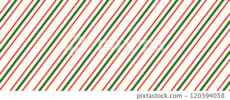 Seamless candy stripe pattern with diagonal red and green lines. Cane pattern with peppermint texture. Flat vector illustration isolated Seamless candy stripe pattern with diagonal red and green lines. Cane pattern with peppermint texture. Flat vector illustration isolated 120394058