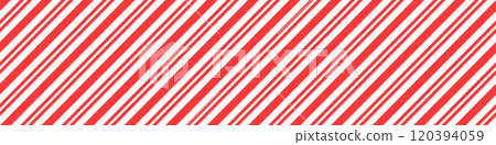 Seamless candy stripe pattern with diagonal red and white lines. Cane pattern with peppermint texture. Flat vector illustration isolated Seamless candy stripe pattern with diagonal red and white lines. Cane pattern with peppermint texture. Flat vector illustration isolated 120394059