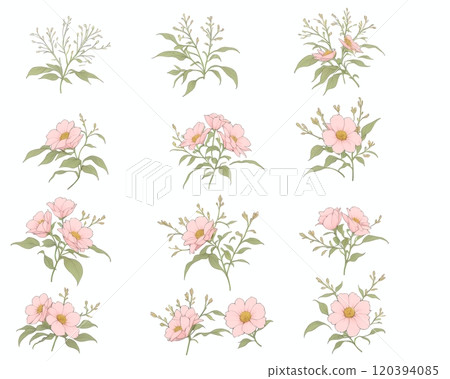 Simple AI-generated illustrations of flowers 120394085