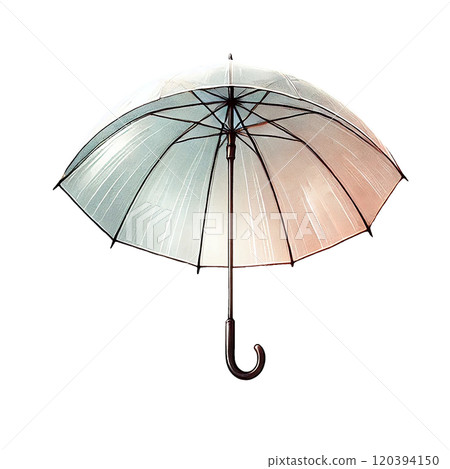 A watercolor illustration of a transparent umbrella that stands out against a black background - a design material that combines luxury and sophistication 120394150