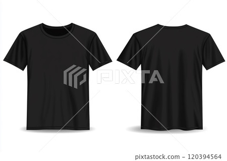 Blank Black T-Shirt Template Front and Back View for Custom Designs and Apparel Mockups in Graphic Design Projects 120394564