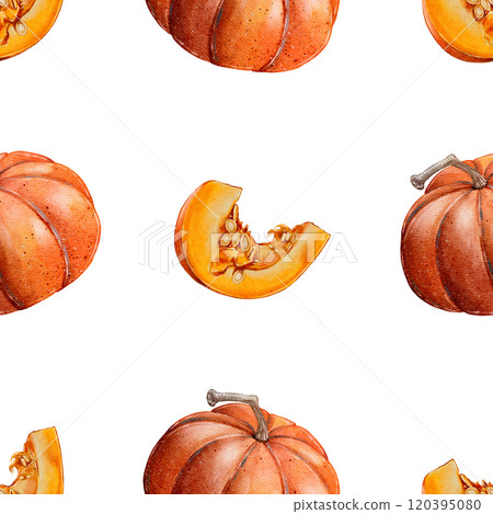 watercolor Seamless pattern of Pumpkins watercolor Seamless pattern of Pumpkins 120395080