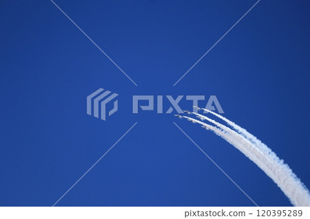 Jet flying blue sky 120395289