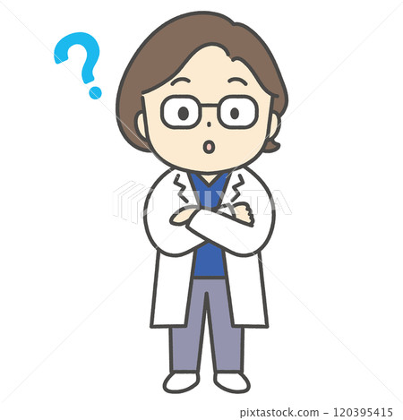 Female doctor asking a question character illustration icon Female doctor asking a question character illustration icon 120395415
