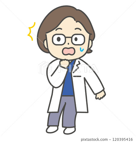 驚訝的女醫生人物插畫圖標 驚訝的女醫生人物插畫圖標 120395416