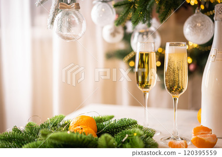 Two glasses of champagne Two glasses of champagne 120395559