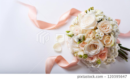 Pink and white roses bouquet Pink and white roses bouquet 120395647