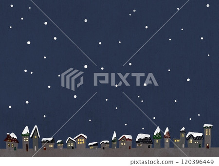 A stylish paper-cut style background illustration of a city covered in snow A stylish paper-cut style background illustration of a city covered in snow 120396449
