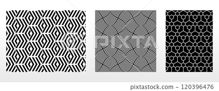Geometric set of seamless black and white patterns. Simple vector graphics. Geometric set of seamless black and white patterns. Simple vector graphics. 120396476
