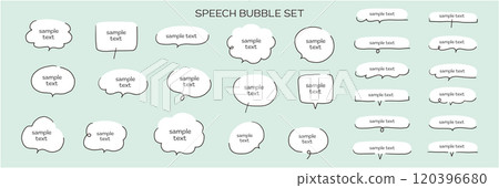 Vector illustration set of hand-drawn speech bubbles Handwritten speech bubble frame 120396680