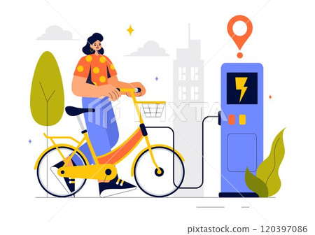 Smart Bike Vector Illustration featuring a Navigation App with a Map, Location Pin, and Tracking Mobile Applications Concept in a Flat Background Smart Bike Vector Illustration featuring a Navigation App with a Map, Location Pin, and Tracking Mobile Applications Concept in a Flat Background 120397086