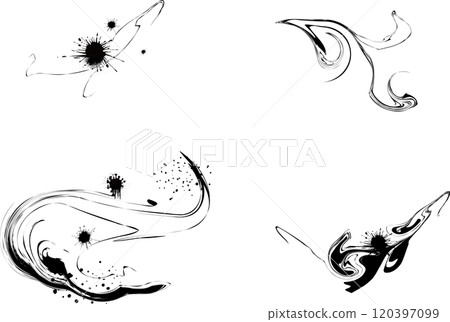 Ink, splatter and mix decorative illustration set 120397099