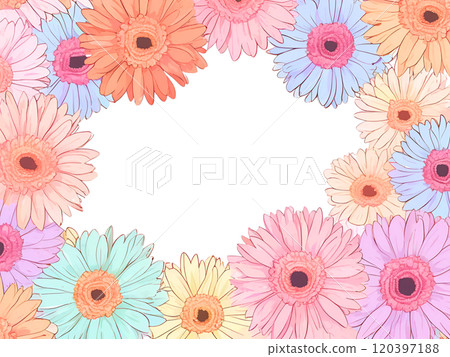 Round frame of colorful gerberas 120397188