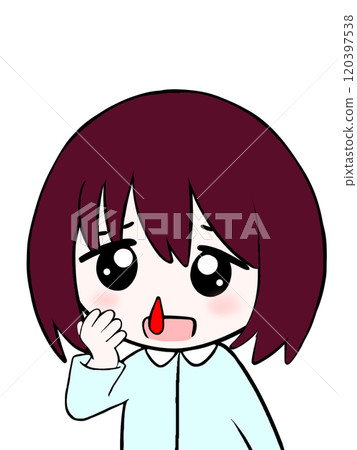 Girl with nosebleed, child, feeling unwell, sick Girl with nosebleed, child, feeling unwell, sick 120397538
