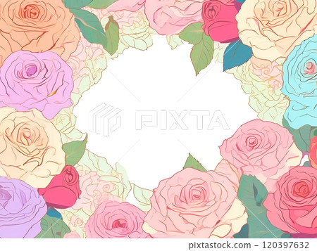 玫瑰花框插畫素材, 玫瑰花框插畫素材, 120397632