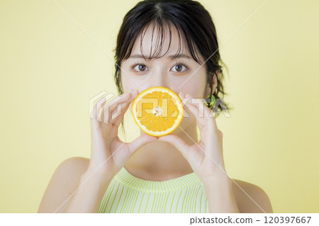 Beauty Image Orange Young Woman Portrait Beauty Image Orange Young Woman Portrait 120397667