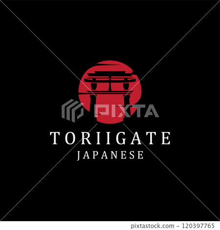 Torii Gate Logo Design Vector Minimalist Illustration Template 120397765