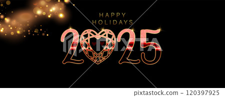 A cheerful holiday design for 2025, showcasing bright colors and festive motifs to spread joy 120397925