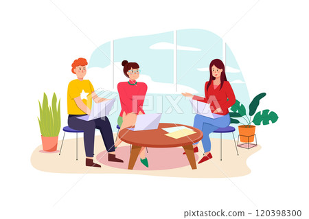 The female intern is giving a presentation about her business project. 120398300
