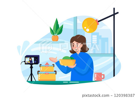 Vloger broadcasting live event illustration concept Vloger broadcasting live event illustration concept 120398387