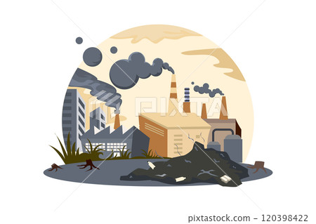 Environmental pollution man-made disastrous problems, orthogonal with household garbage piles and industrial waste. Environmental pollution man-made disastrous problems, orthogonal with household garbage piles and industrial waste. 120398422