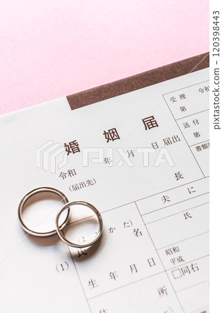 Marriage notification and wedding ring 120398443