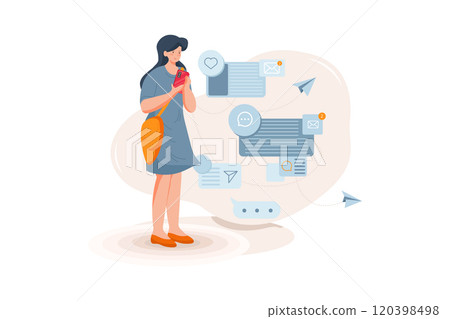 The girl is replying to work messages. 120398498