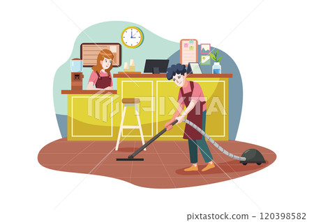 People working in a coffee shop 120398582