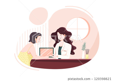 Customers receiving services in spa salons Customers receiving services in spa salons 120398621