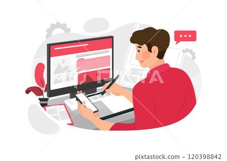 Web designer planning application for mobile phone Web designer planning application for mobile phone 120398842