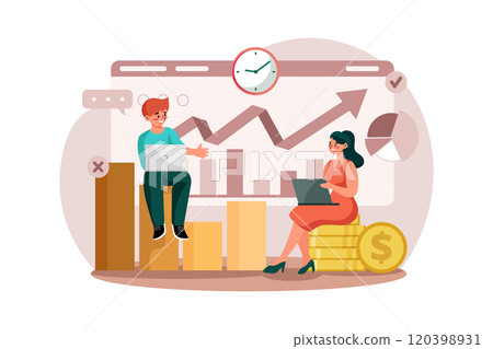 A couple earning profits from the stock market 120398931