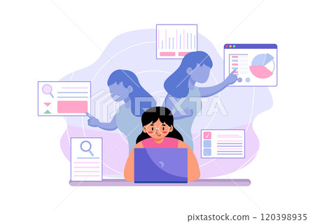 A girl searching information about stock market 120398935