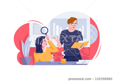 Two people are researching the market. Two people are researching the market. 120398960