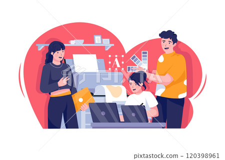 People at the advertising agency are talking about a project. People at the advertising agency are talking about a project. 120398961