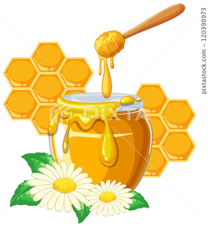 Sweet Honey and Nature Illustration 120398973