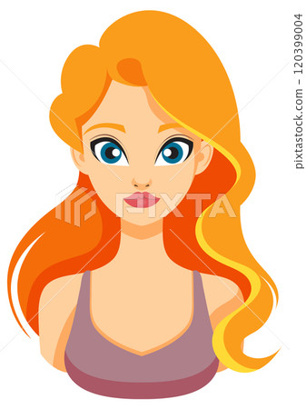 Woman with Long Orange Hair 120399004