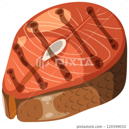 Iconic Salmon Steak Illustration Iconic Salmon Steak Illustration 120399010