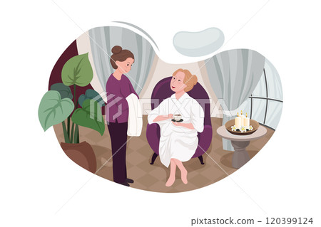 Customers receiving services in spa salons 120399124