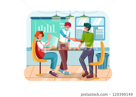 Three man having business meeting in the office Three man having business meeting in the office 120399149