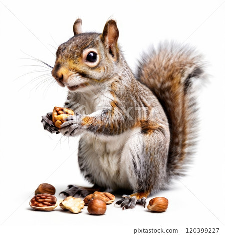 the AI Image Generator, Squirrel Perched on Forest Tree Branch 120399227