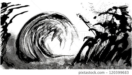 Nami splash handwriting brush illustration Nami splash handwriting brush illustration 120399683